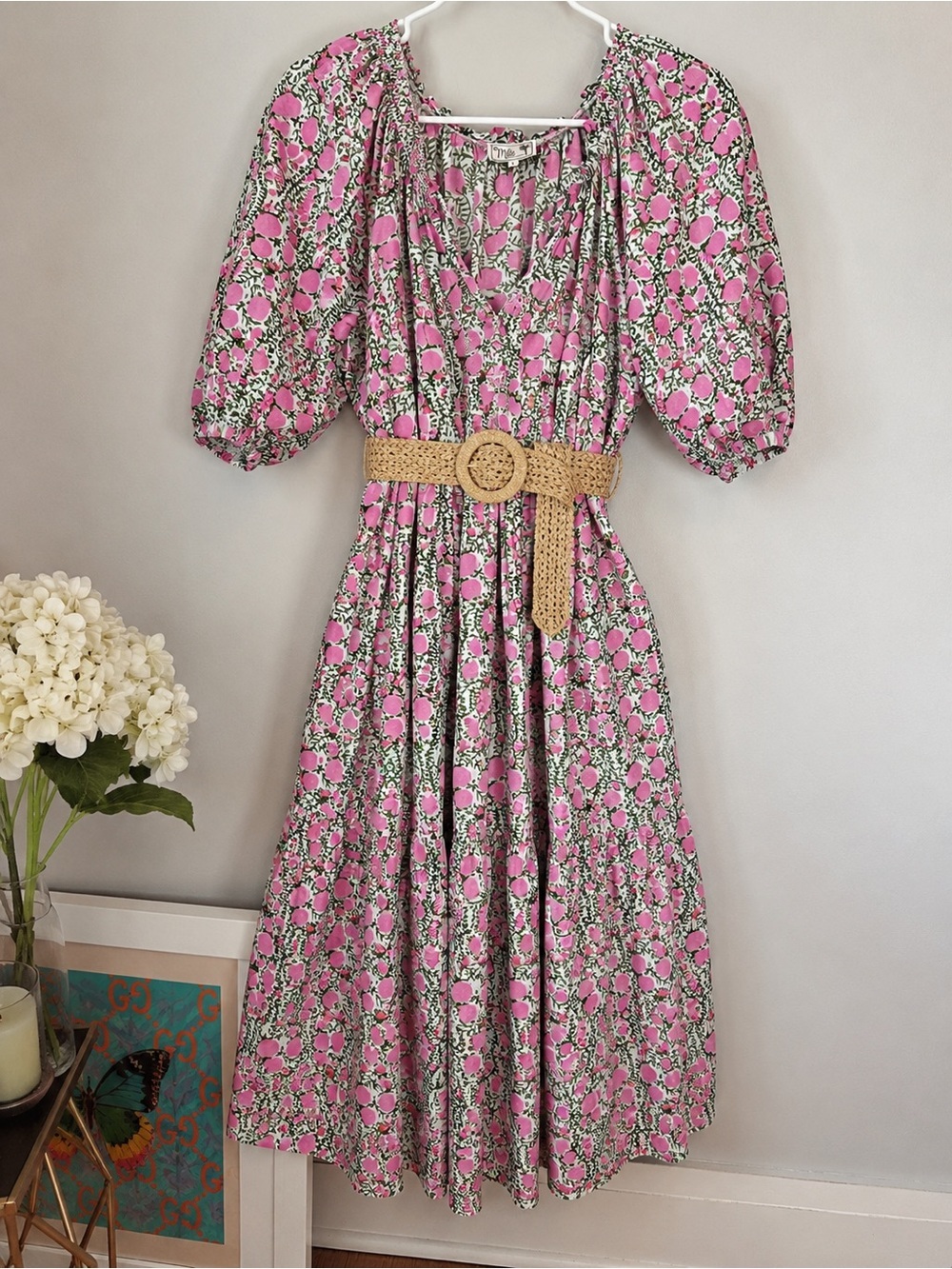 Mille Resort & Travel Pink Floral Midi Dress Size Large - Picture 2 of 7